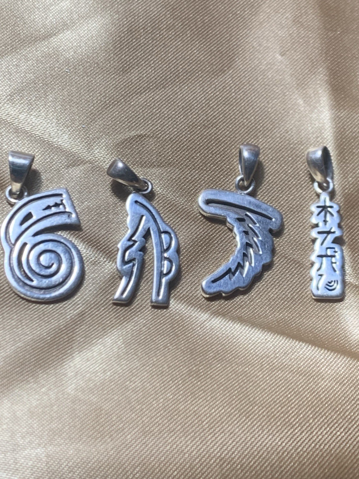 Reiki Sterling 925 Pendants Lot Set of 4 by Peter Stone Sterling Reiki Symbols