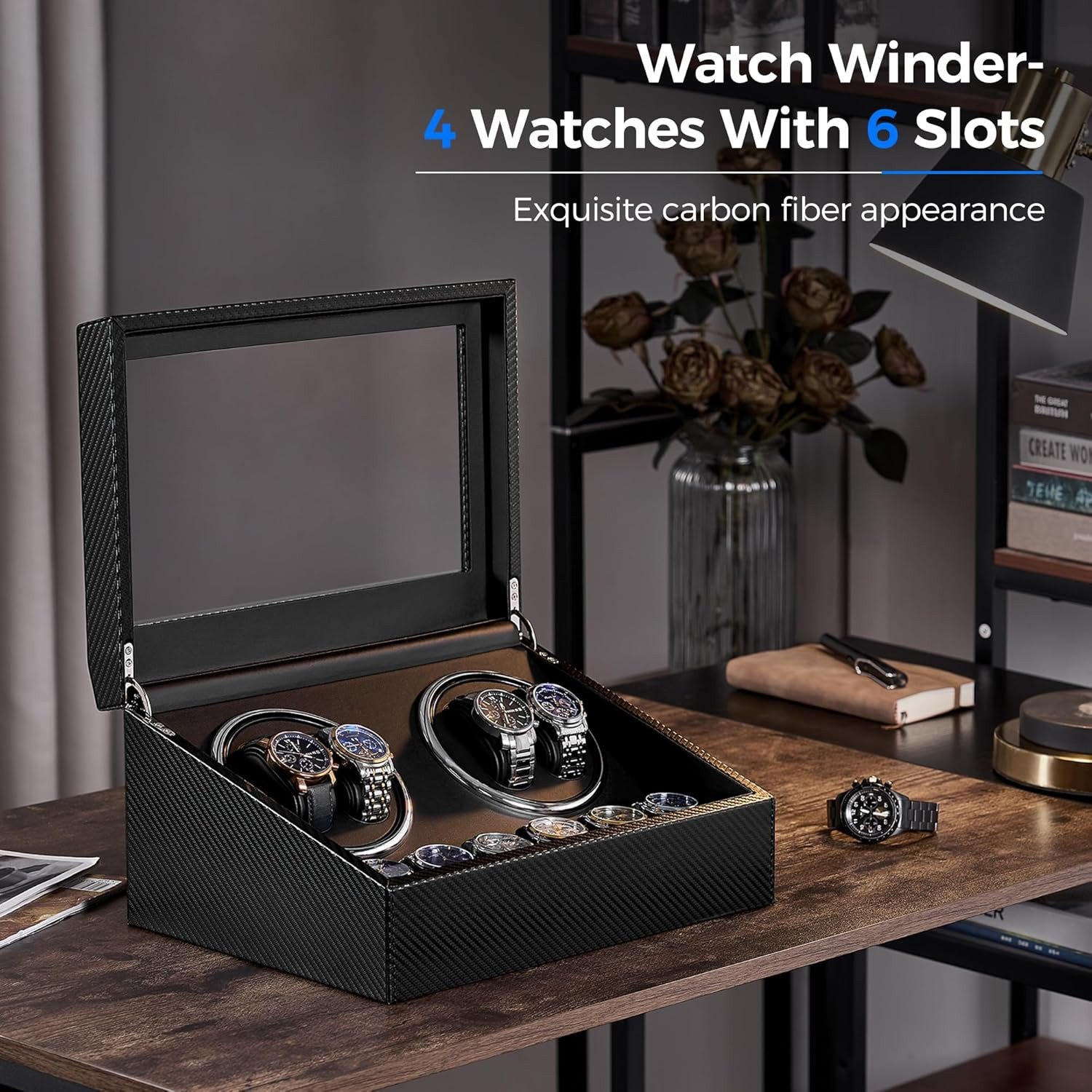 Watch Winders for Automatic Watches, Automatic Watch Winder with 4 Watches Rotat