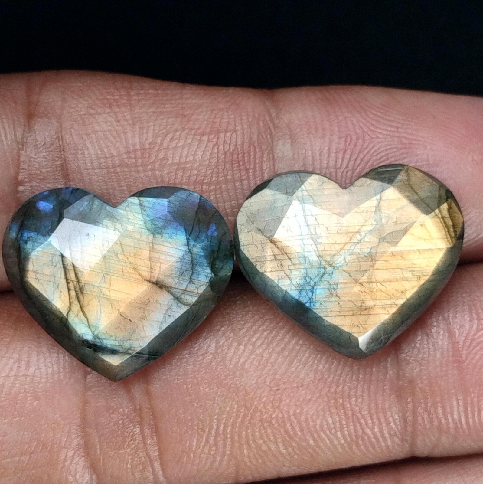 Labradorite Gemstone Cabochon Duo Faceted Brilliance for Artisanal Jewelry 16×20