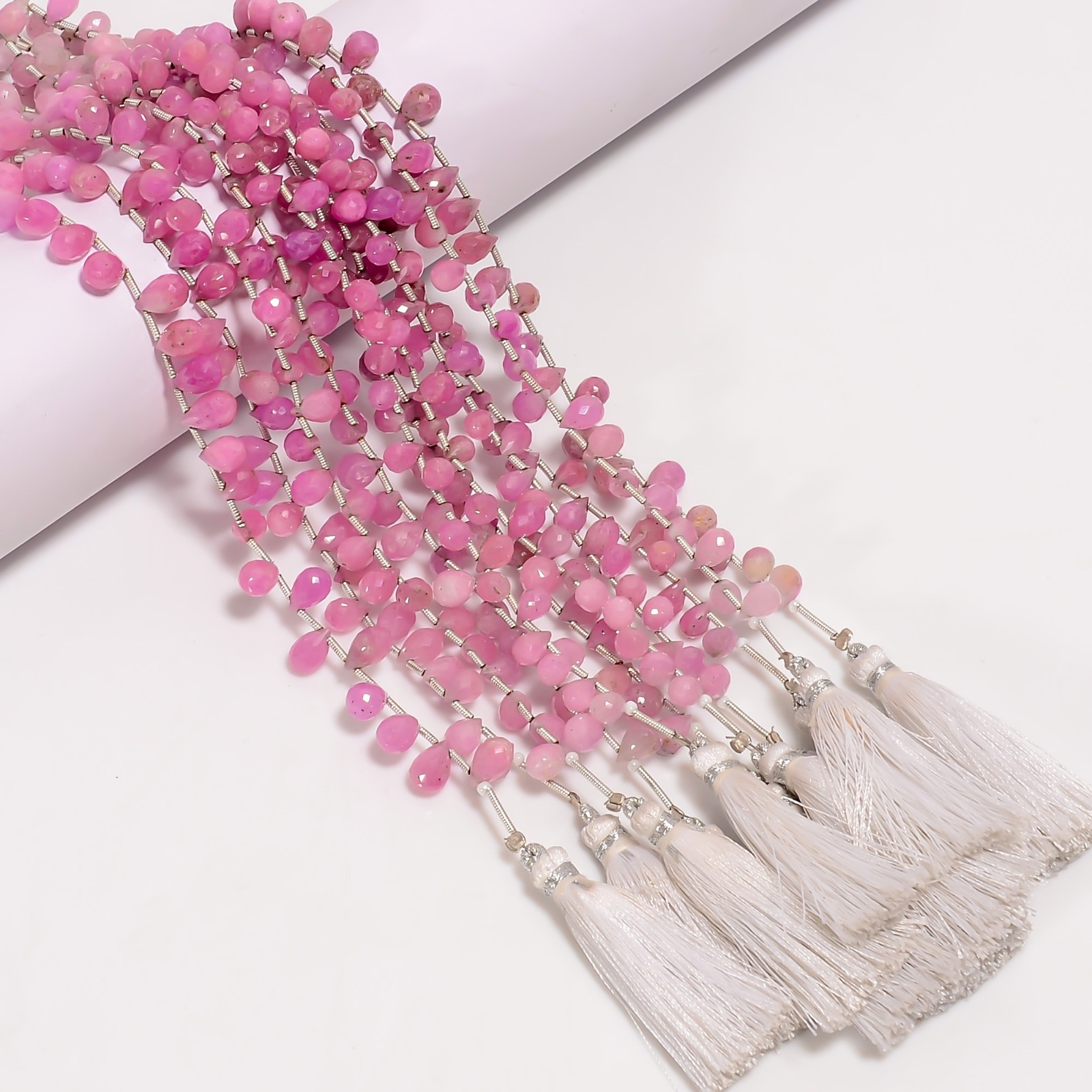 Natural Pink Sapphire Faceted Teardrop Beads Gemstone, Pink Sapphire Beads B 88