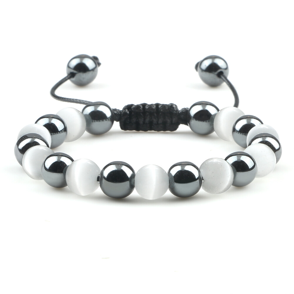 Charm Women Black Irregular Round Lava Stone Beads Bangles Distance Bracelets