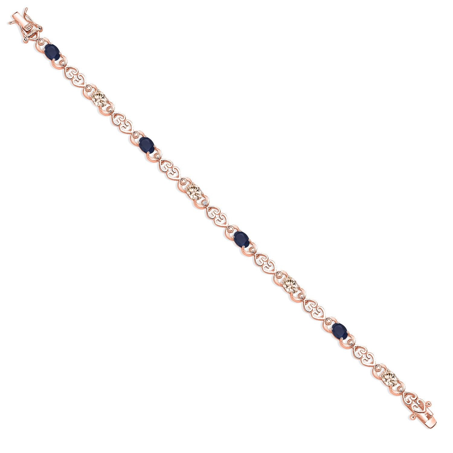 18K Rose Gold Plated Silver Sapphire and Peach Morganite and Lab Grown Diamond