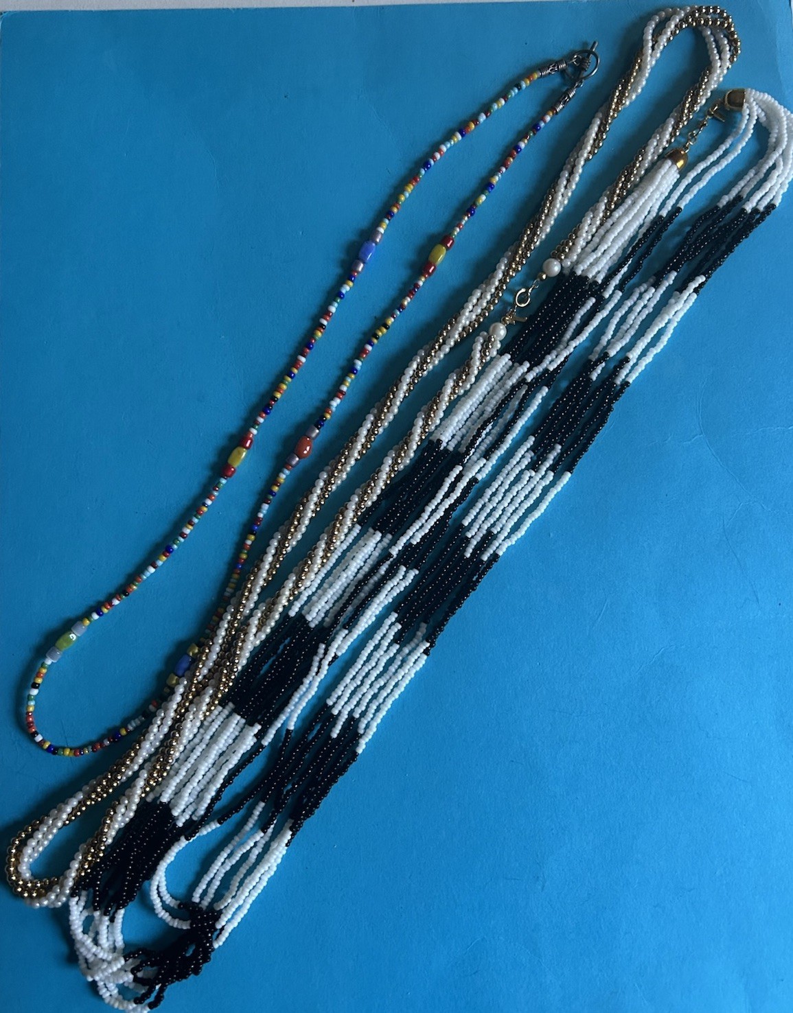 Curated Trio: Multi-Color & Black/White Beaded Necklaces – Eclectic Estate Lot