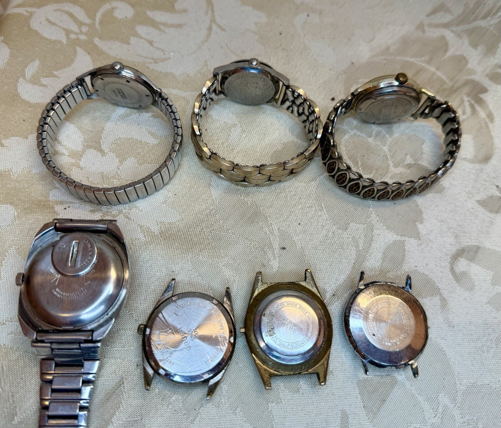 Lot Of 7 Vintage Men’s Watches Gruen Wyler Illnois Westclox Astin Timex