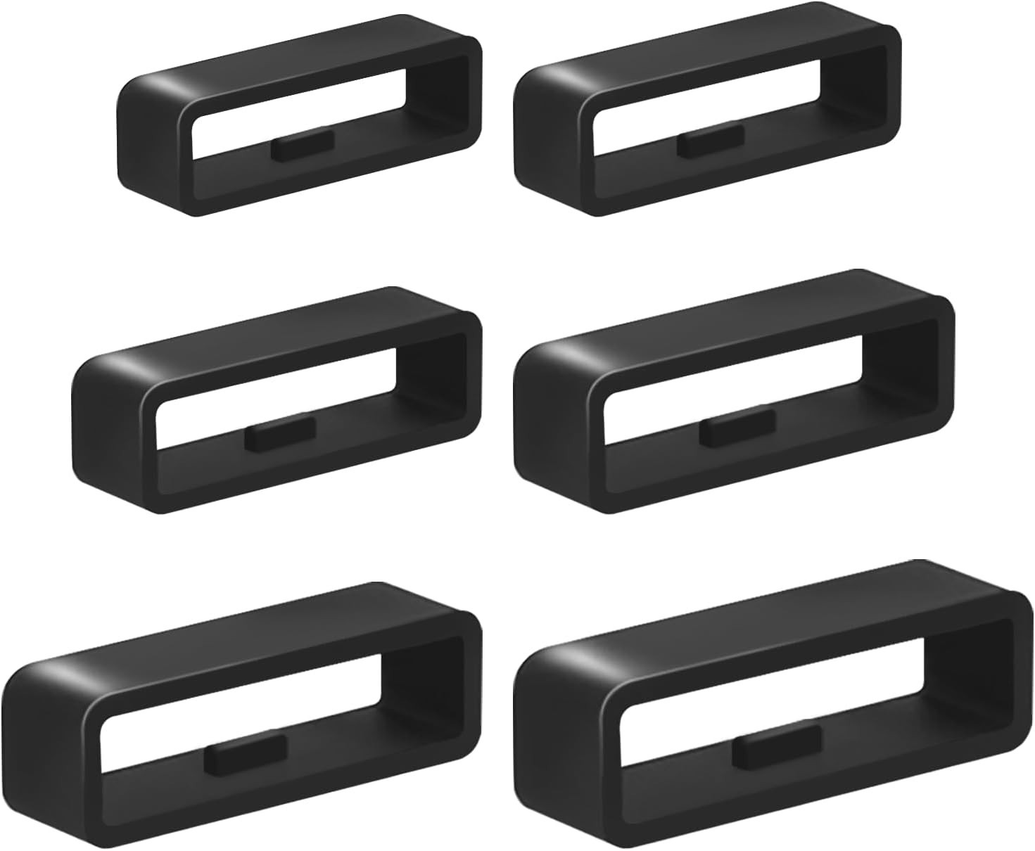 Flexible Black Watch Strap Loops (6-Piece Set) – Sizes 16mm to 26mm for Easy Fit