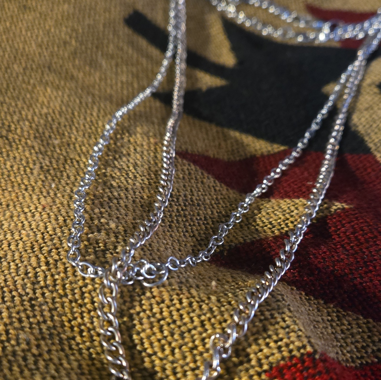 (2) Silver Tone Metal Cable Chain Necklace Lobster Clasp No Stone