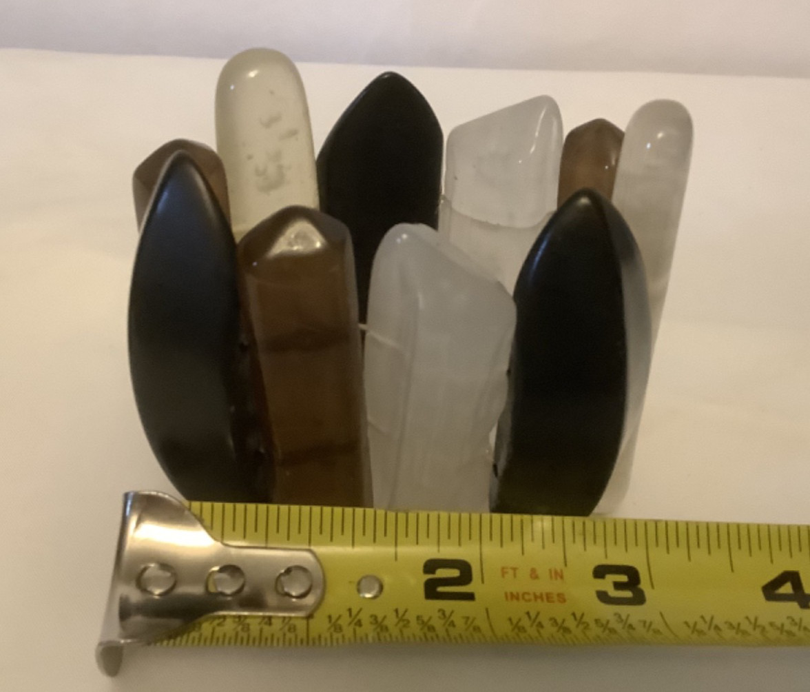 Plastic Chunky Stretch Wide Bracelet-clear/black/amber