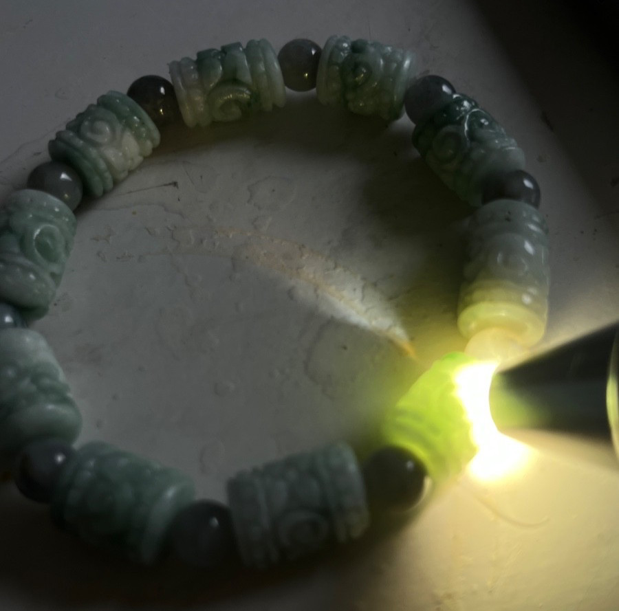 Natural Burmese Jadeite Bracelet Type A Hand-Carved Barrel Beads 184.25ct Myanma