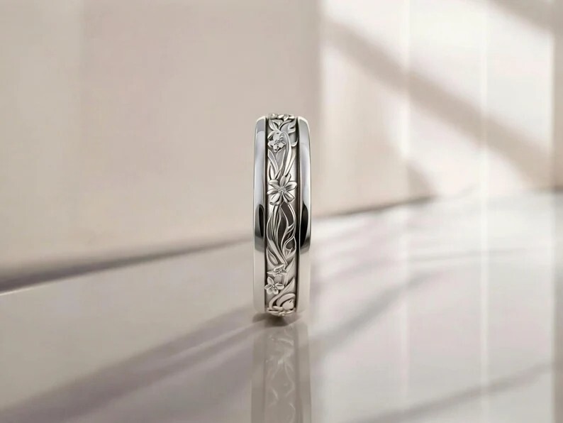 925 Sterling Silver Thumb Ring Handmade Jewelry Floral Spinner Band Ring SR508