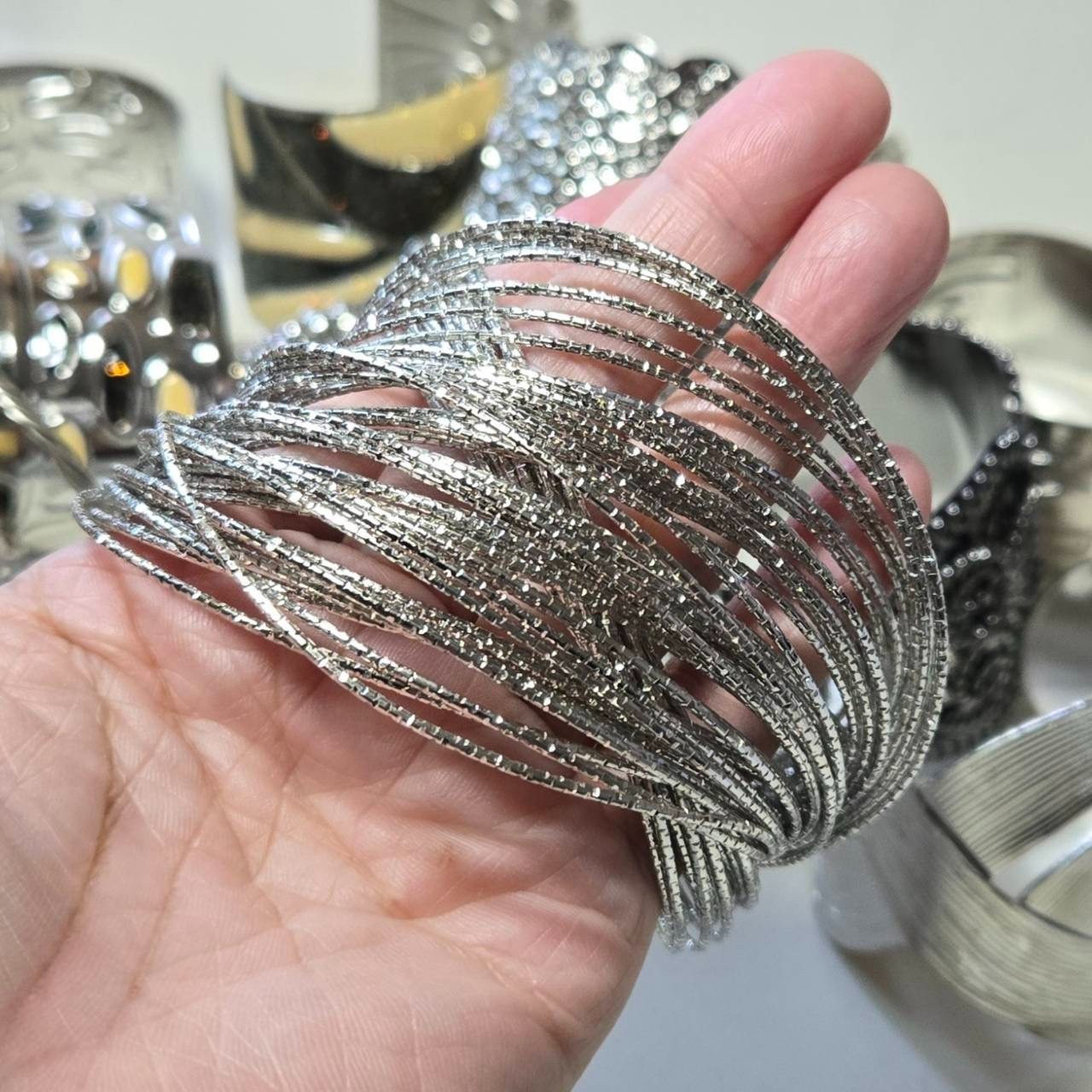 Bulk 24 Pcs Silver Tone Metal Cuff Bangles Bracelets Mixed Styles Wholesale