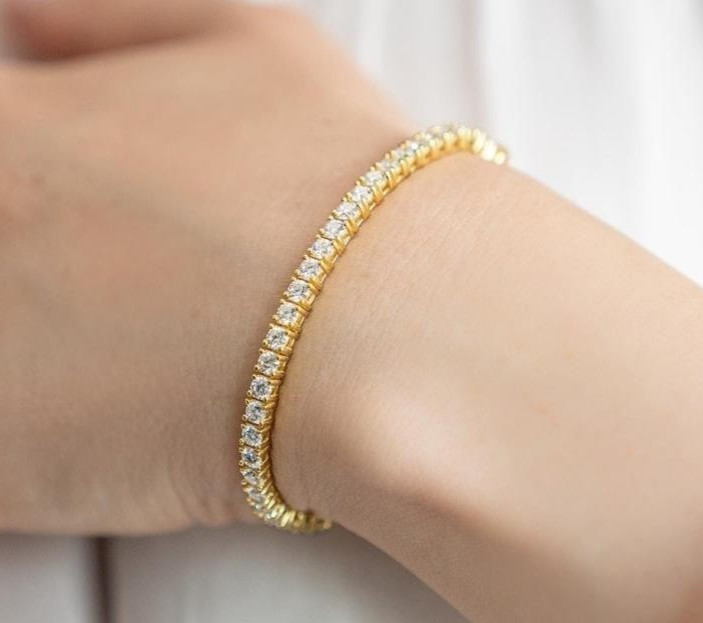 Christmas Gift Sale ! Round Natural Diamond Tennis Bracelet In 14k Yellow Gold