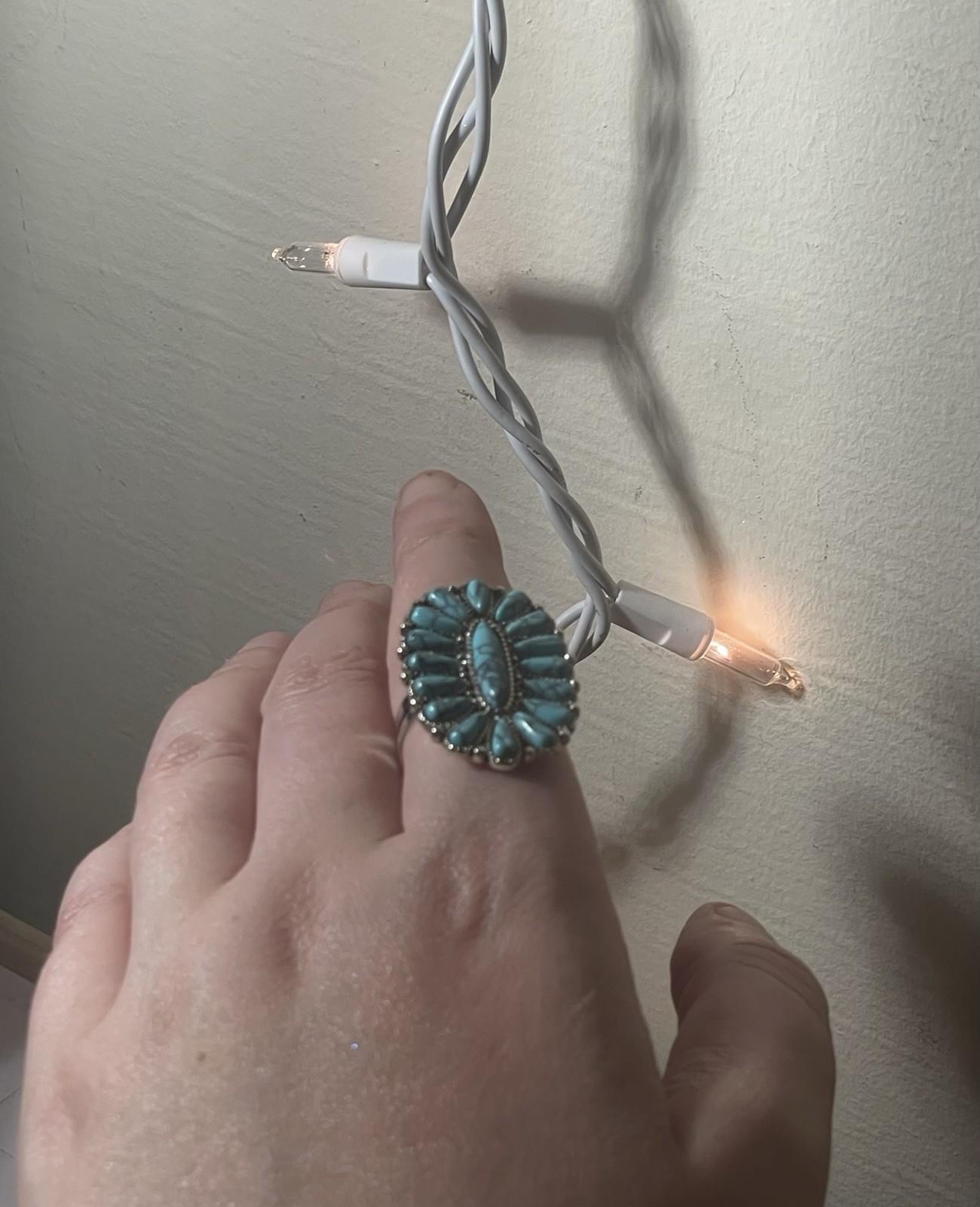 Natural Stabilized Turquoise Cluster Ring Alloy Stainless Steel Adjustable BOHO