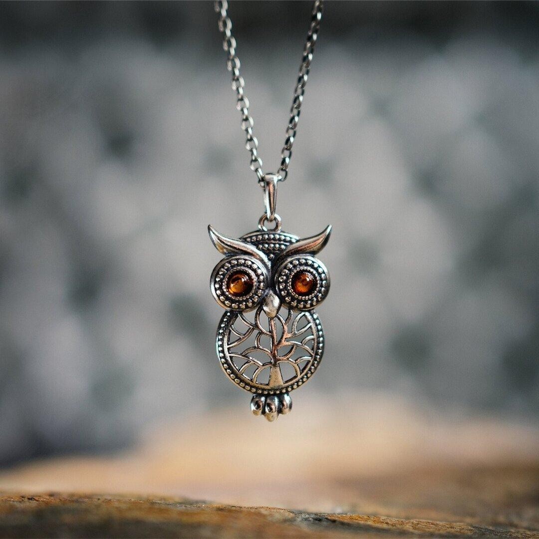 Women Accessories Owl Pendant Life Tree Necklace Vintage Silver Tone Fashion