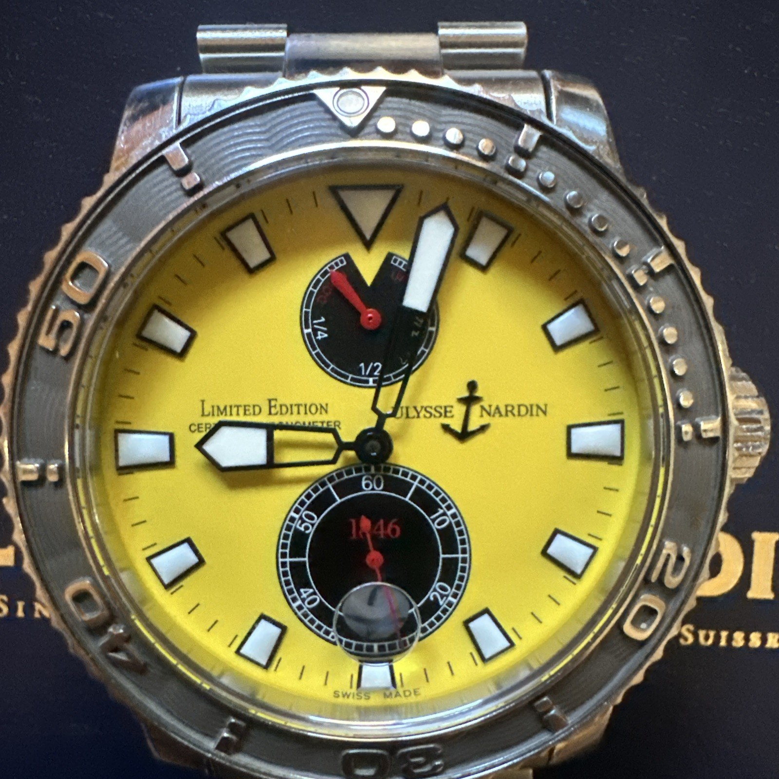 Ulysse Nardin Maxi Marine Watch Limited Edition. Yellow Dial. Model 263-35.