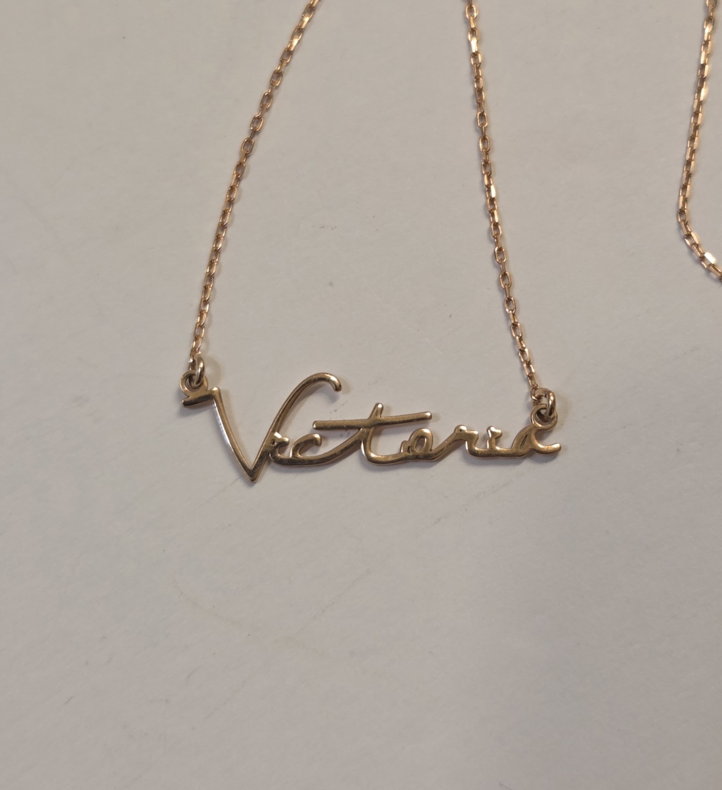 Sterling Silver VICTORIA Rose Gold Tone Pendant Necklace 24″