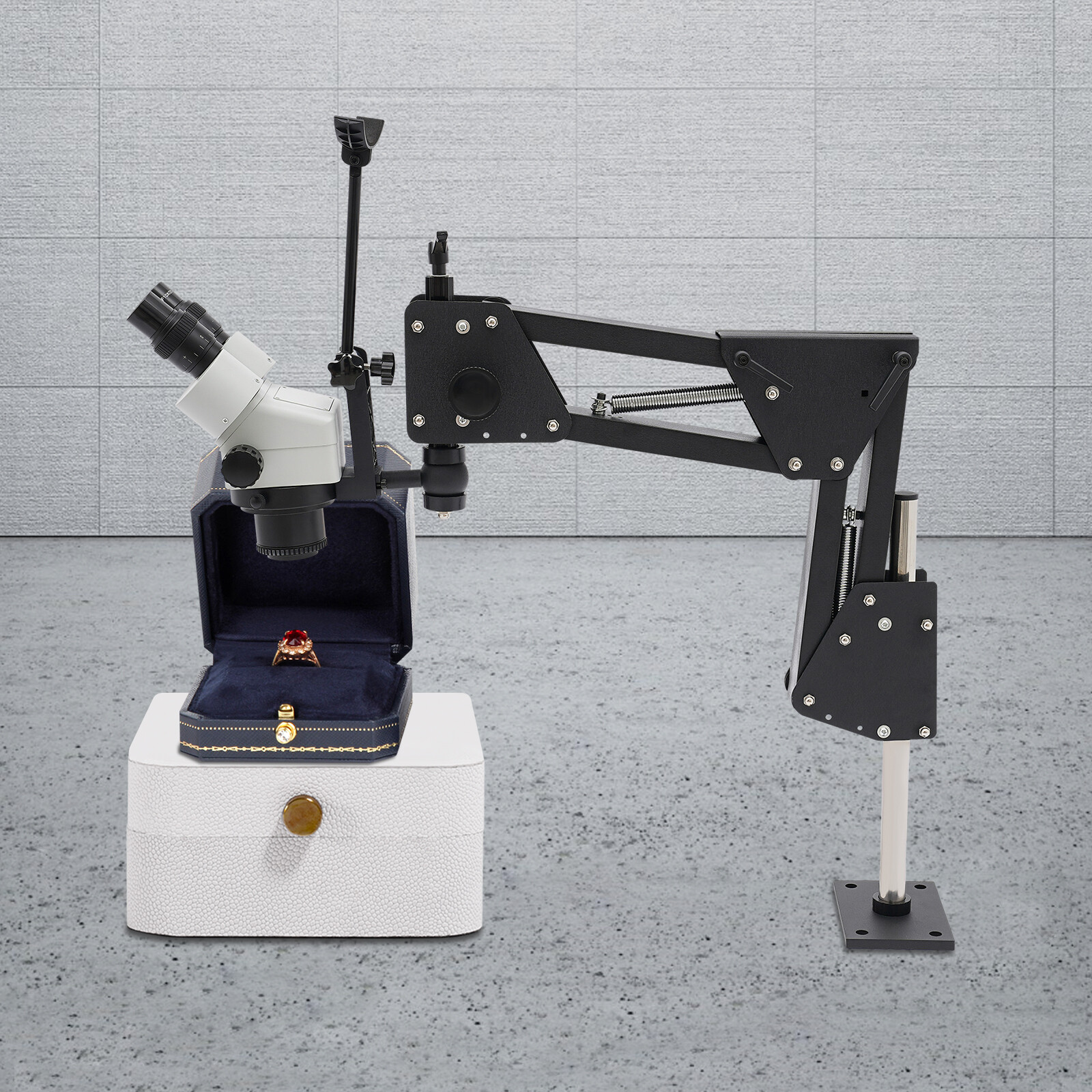 7x-45x Zoom Micro Inlaid Mirror Multi-directional Microscope+Stand Jewelry Tool