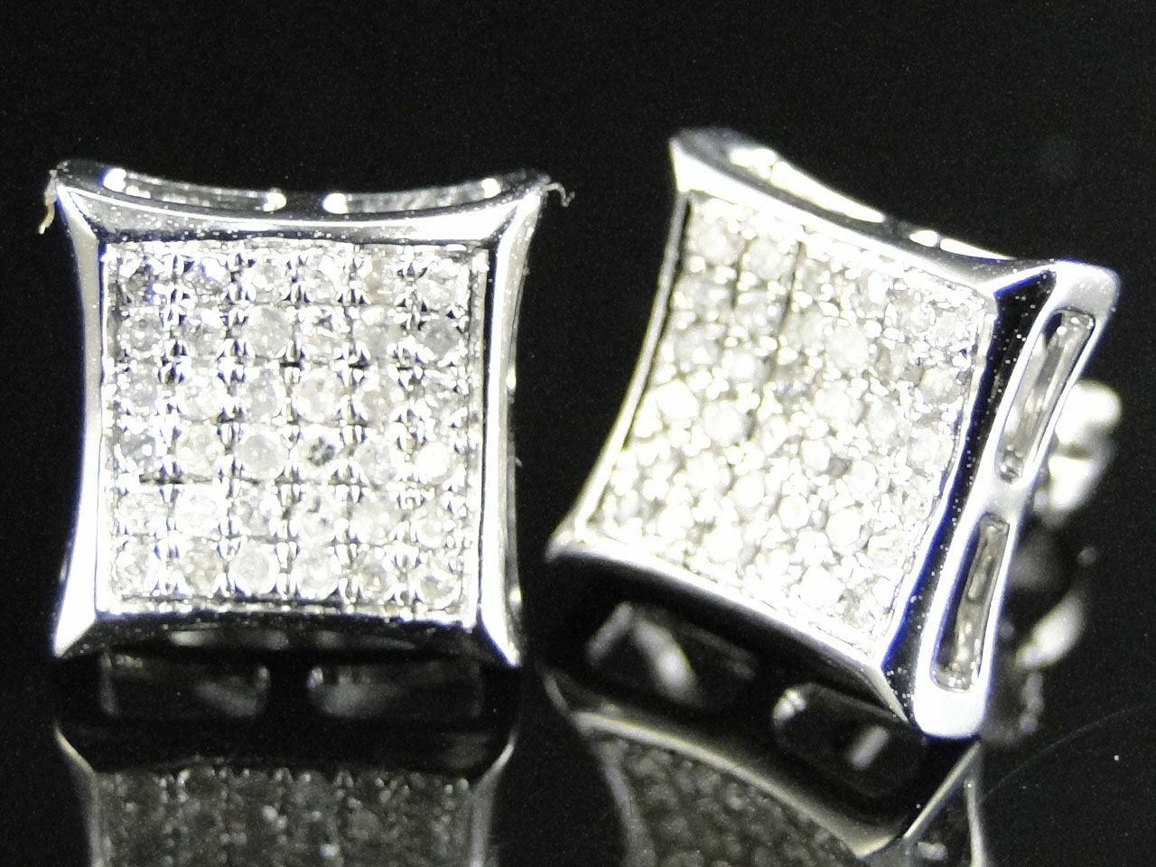0.35ct Lab-Created Moissanite Kite Square Cluster Stud Earring White Gold Plated