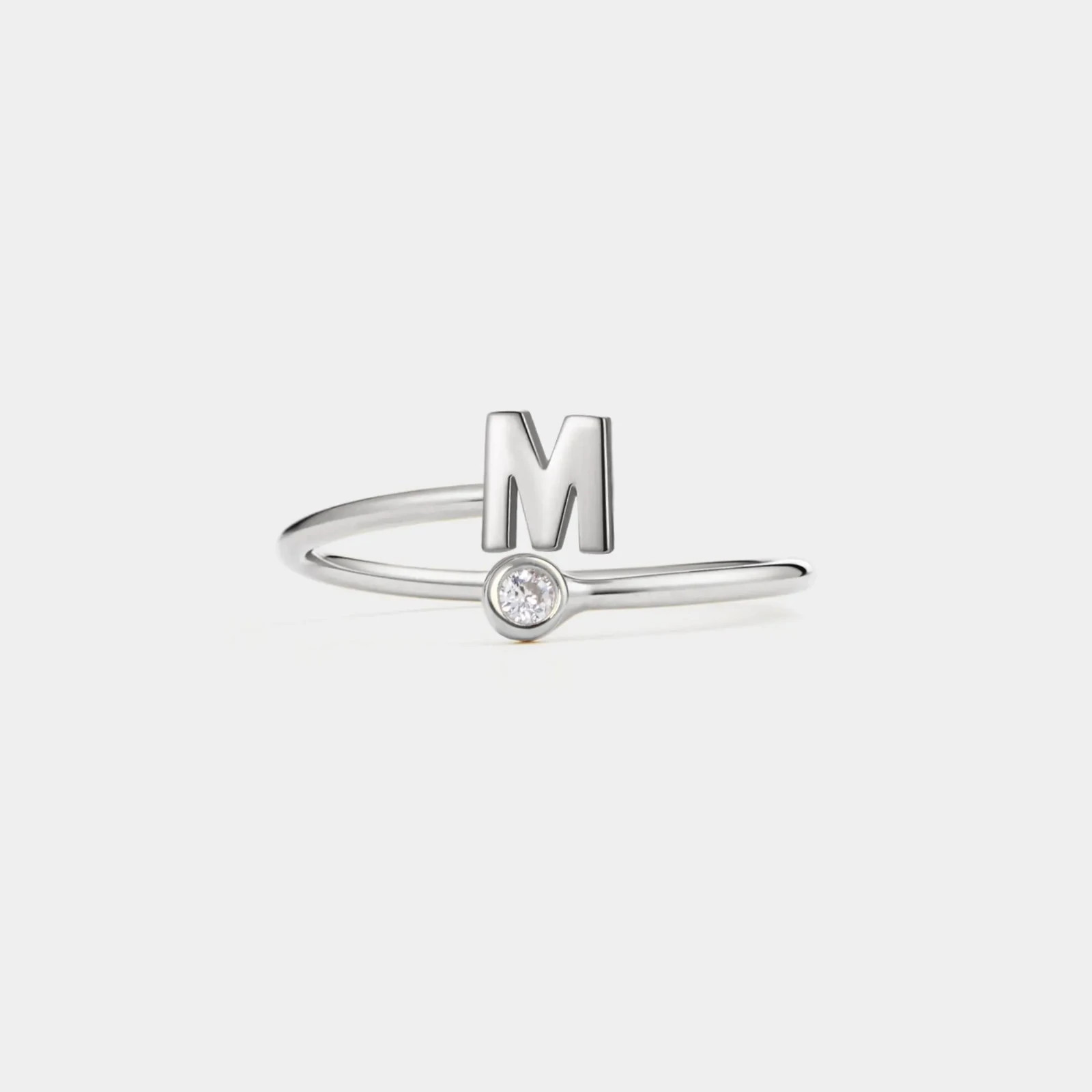 Custom Initial Letter Stacking Bypass Ring in 925 Sterling Silver