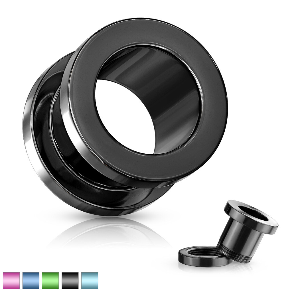 PAIR PVD Plated Screw Fit Tunnels Steel Plugs Earlets Earrings Gauges