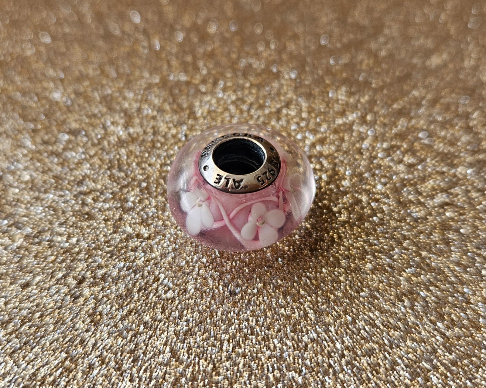 Authentic Pandora Pink Field Of Flowers Murano Charm