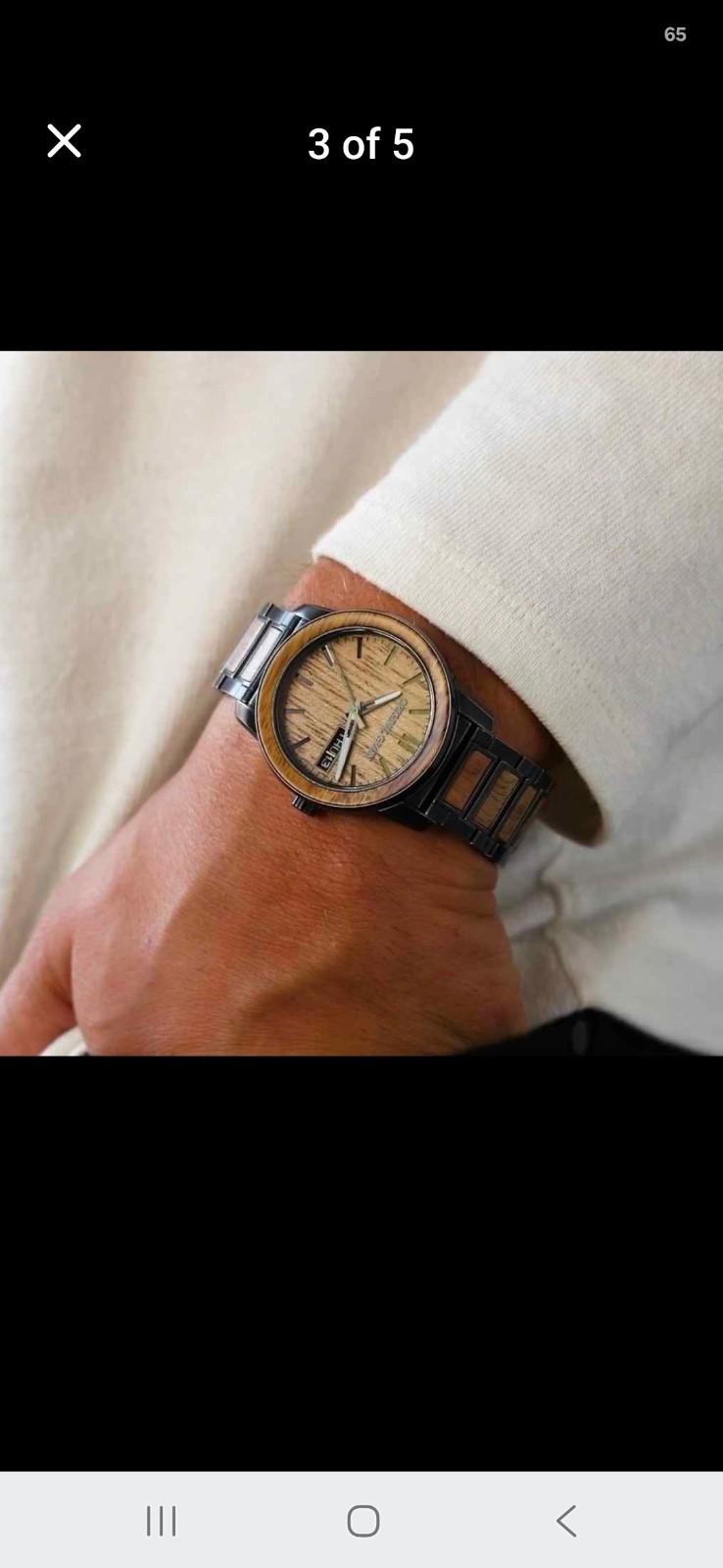 Original Grain Koa Stonewashed 42mm Wood Grain Dial Day/Date Quartz