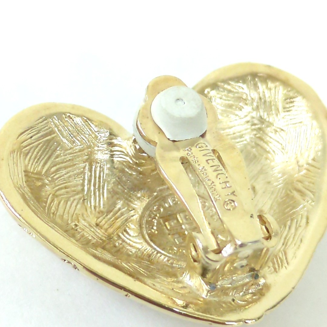 Vintage Givenchy Gold Tone Heart Clip On Earrings Bijoux Logomania 03772301