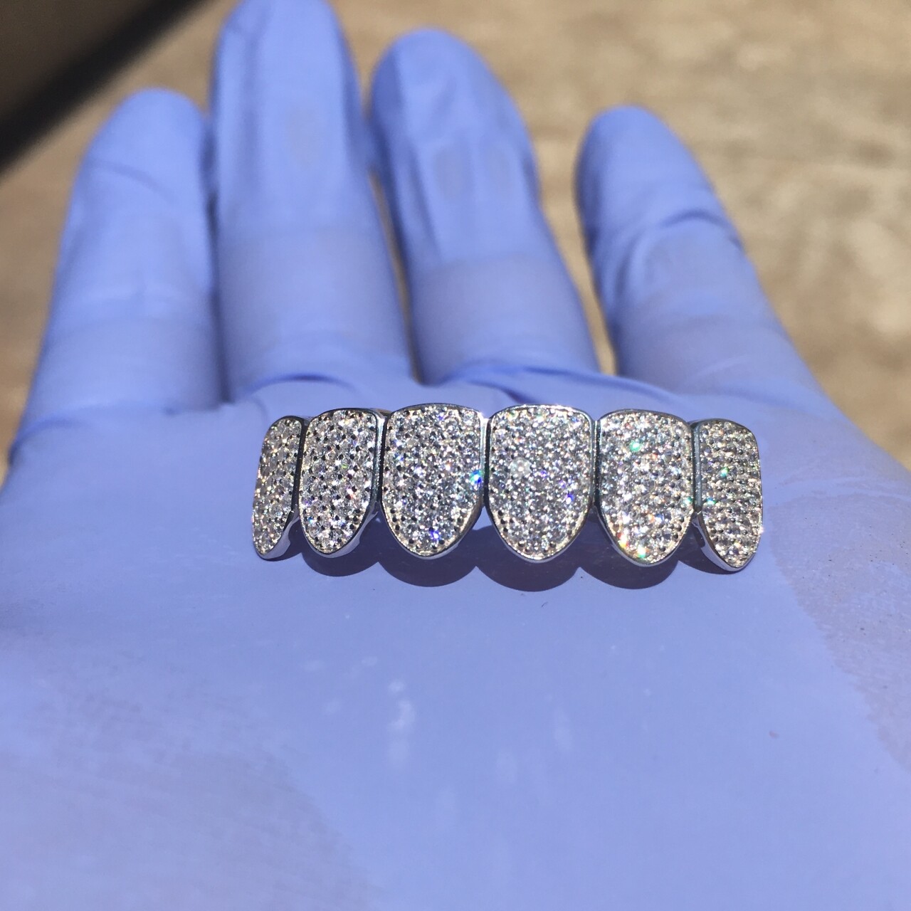 Real 925 Sterling Silver Grillz Micro Pave Iced Flooded Out CZ Bottom Teeth