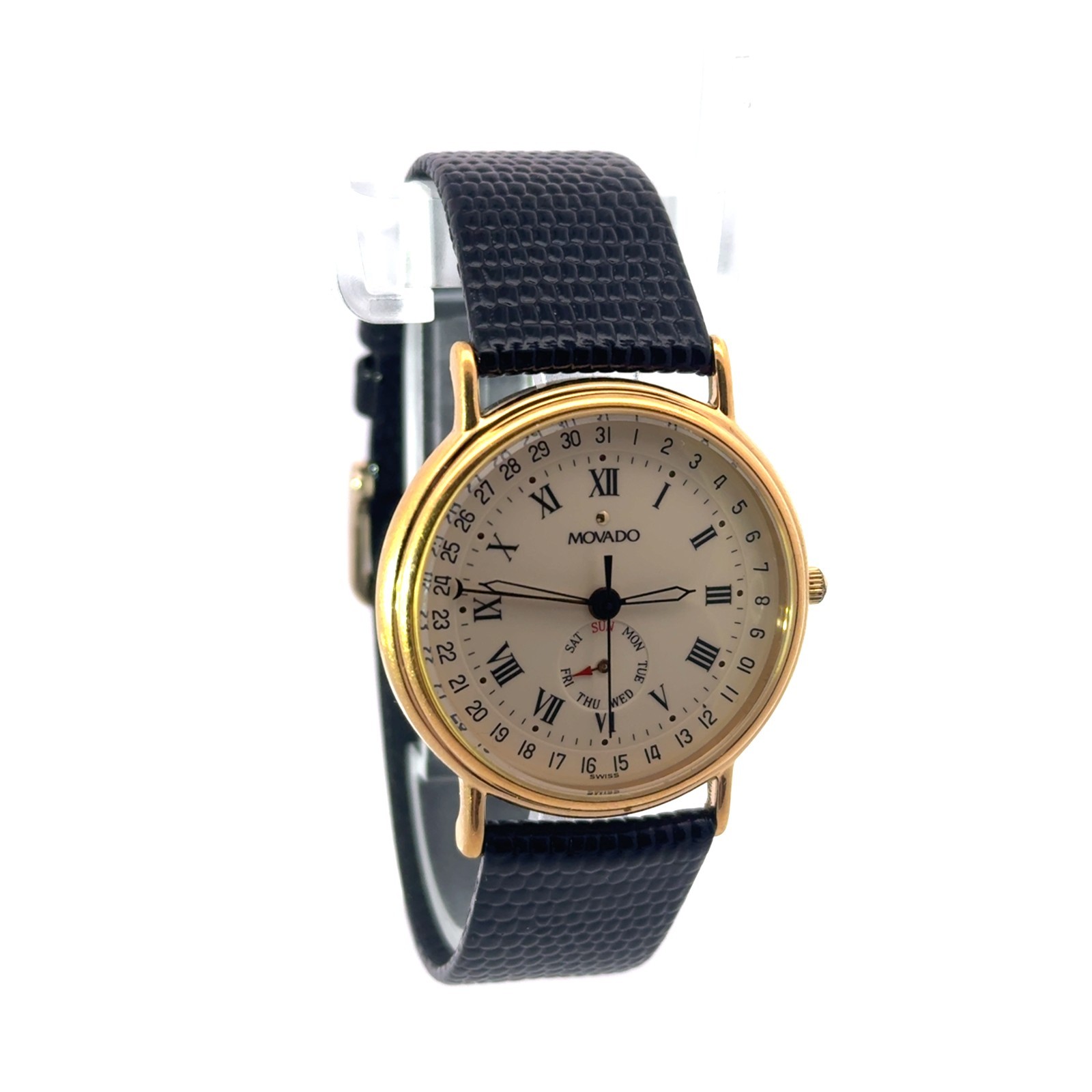 Vintage Movado ESQ Quartz 87-06-885 K Stainless Steel Cream Dial Wristwatch 33mm
