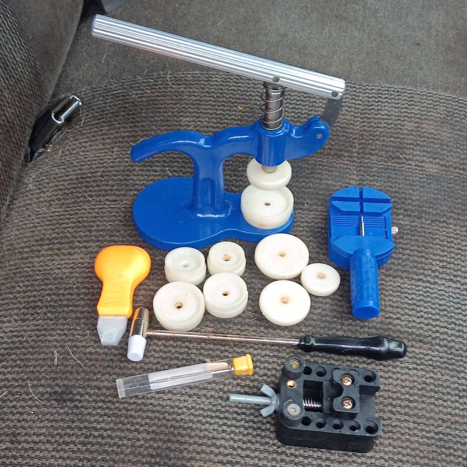 Watch Repair Kit Tools Set – Case Back Press Holder, Link Remover Vise FREE EXPR