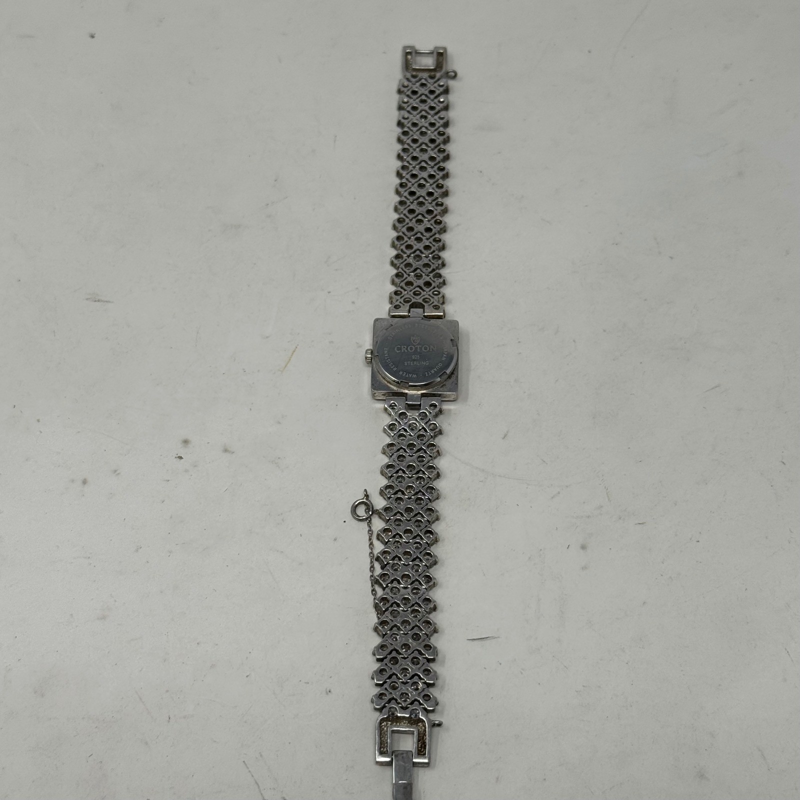 Croton Womens 925 Sterling Silver Quartz Watch Stone Bracelet 7.25in Needs Batt.