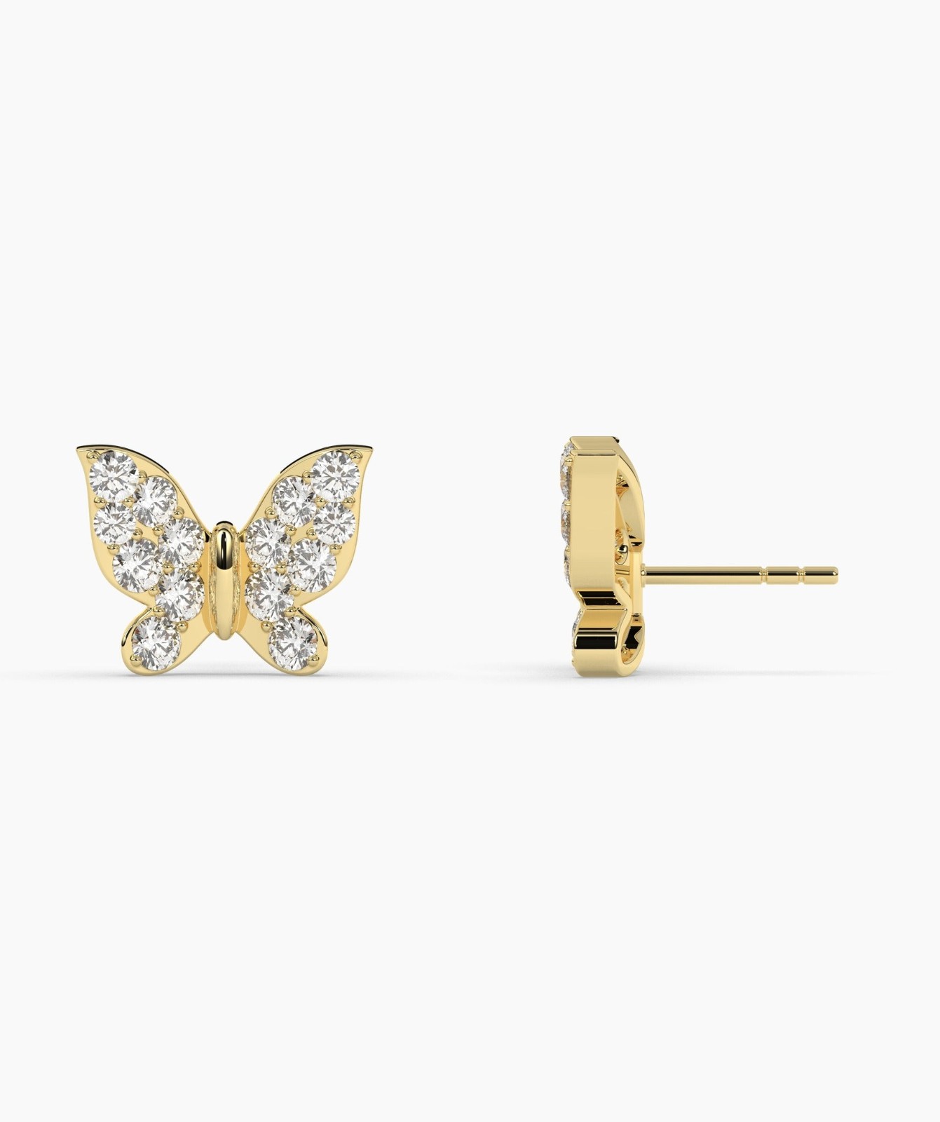 0.24 CT Round Lab Grown Diamond 14K Gold Butterfly Stud Fine Earrings For Woman