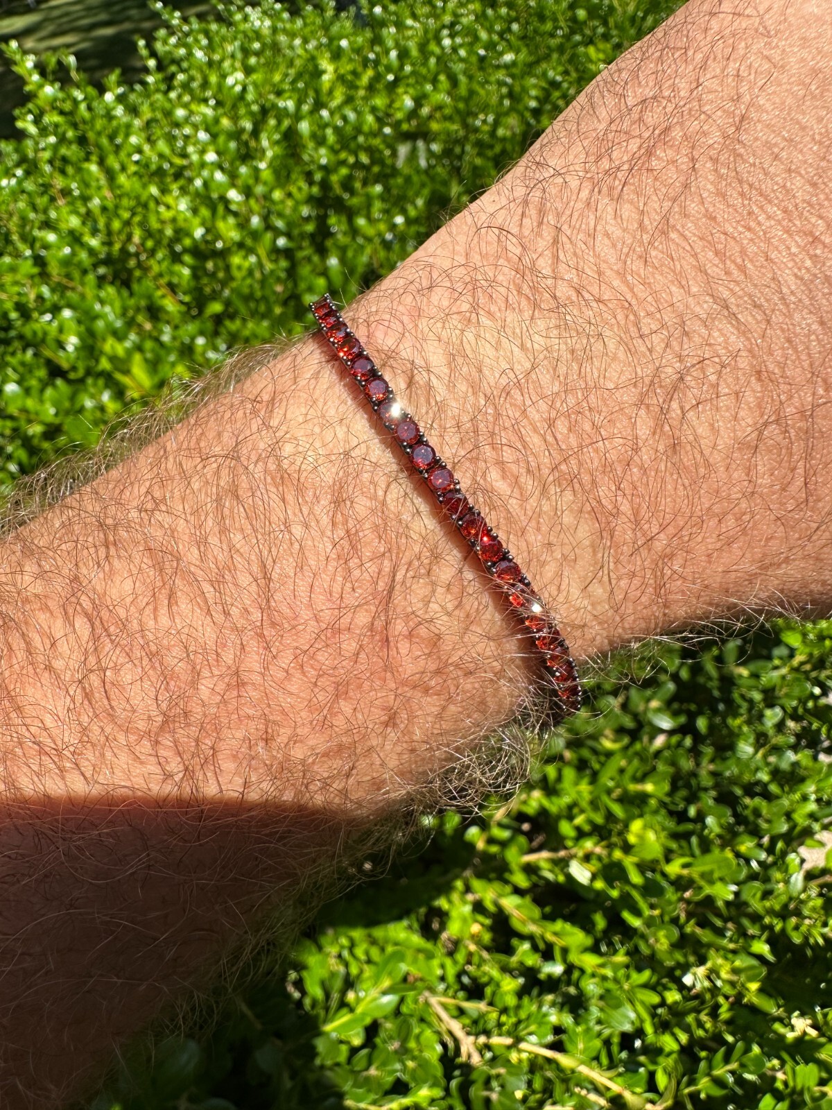 3mm Deep Red CZ Tennis Bracelet Real Iced 925 Sterling Silver Mens Ladies 6-8.5″