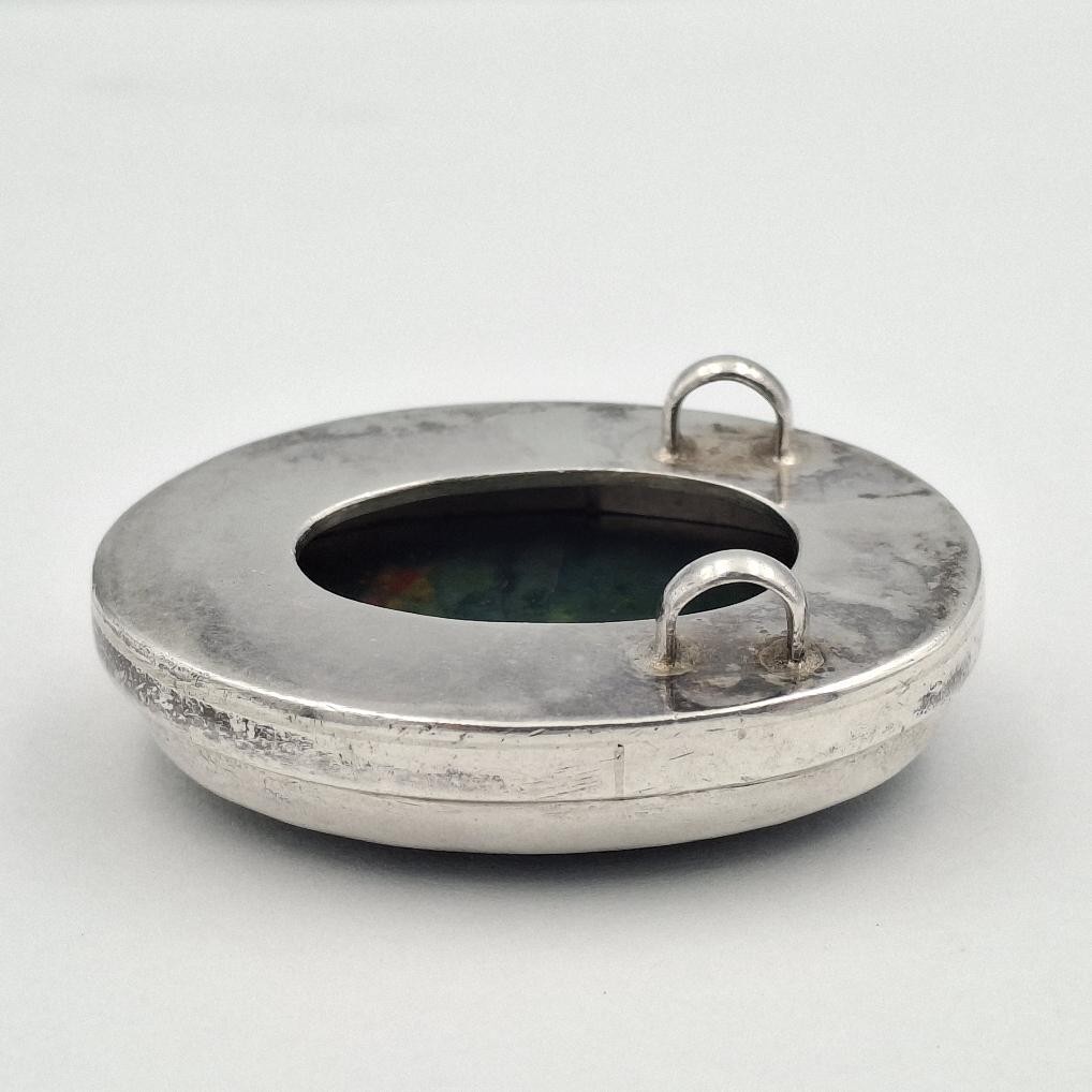 Vintage 925 Sterling Silver Large Oval Bloodstone Double Bail Slide Pendant
