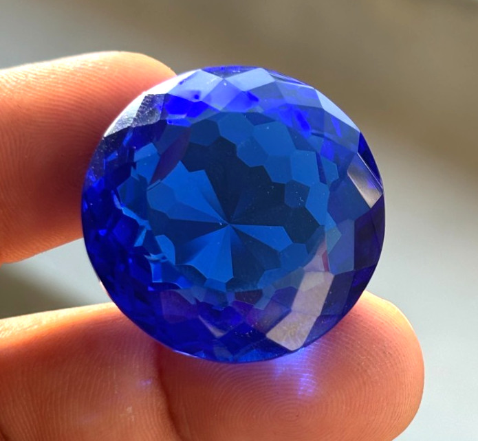 Certified 100 Cts Round Cut Blue Kashmiri Sapphire Loose Natural Gemstone Superb