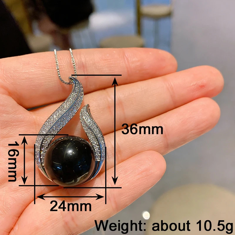 Huitan Personality Black Imitation Pearl Pendant Necklace Wedding Trend Accessor