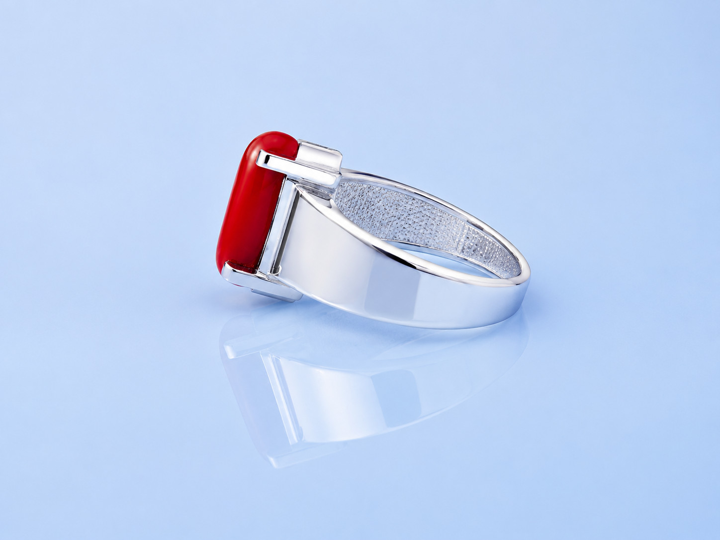 red coral ring sterling silver 925 Ring Capsule Coral October Birthstone Gift fo