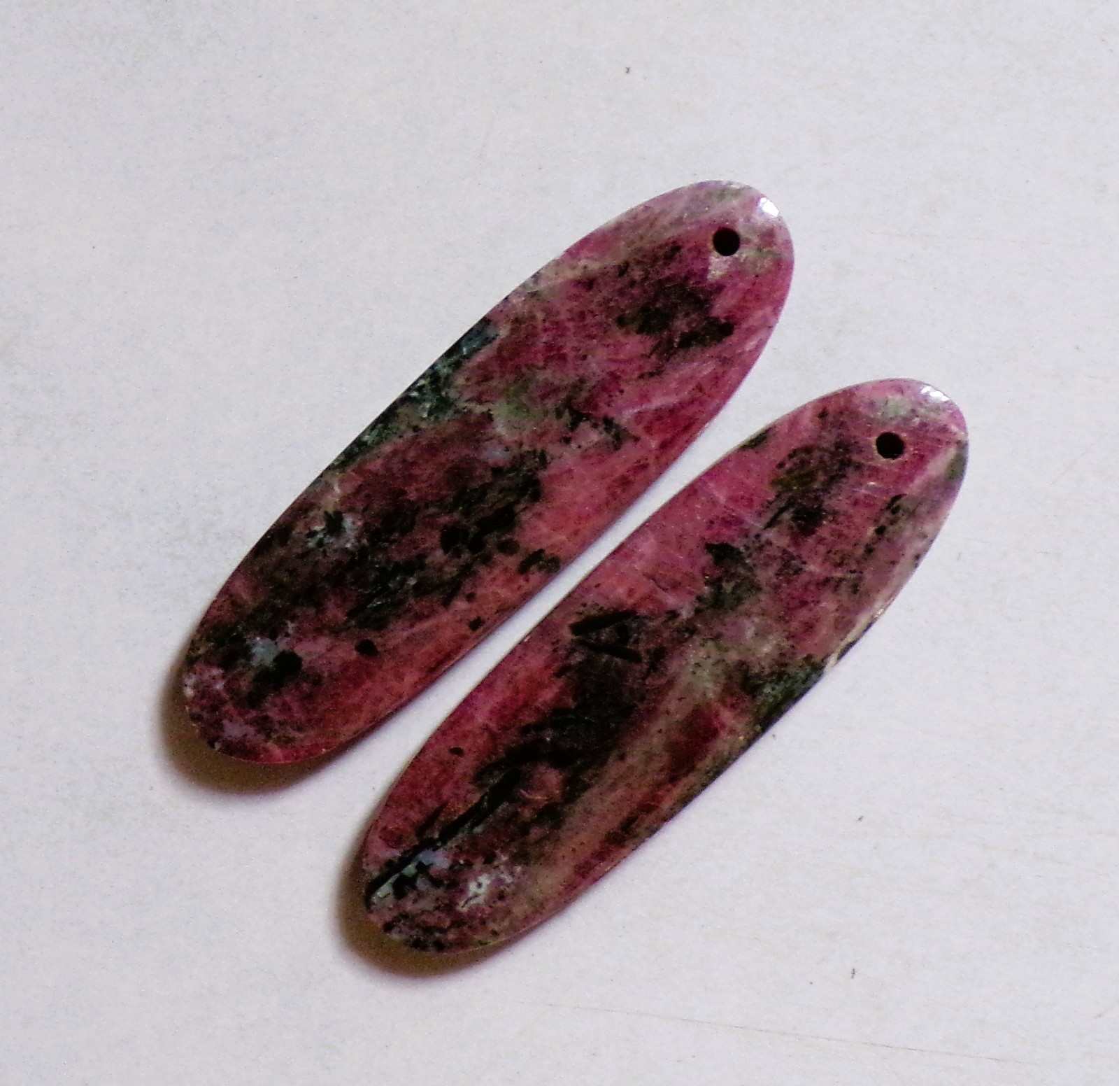 43.50 Cts Natural Ruby Zoisite Drilled Cabochon Match Pair Gemstone 38X12MM D102