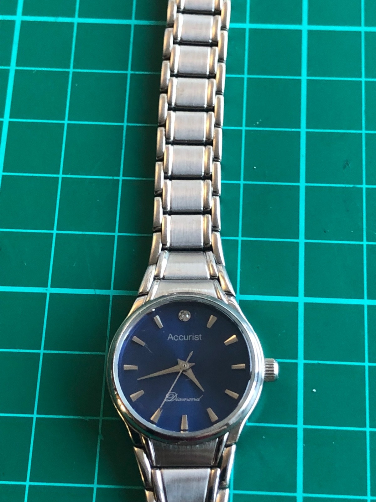 Ladies ACCURIST Diamond Watch, Blue Dial, New Battery Running
