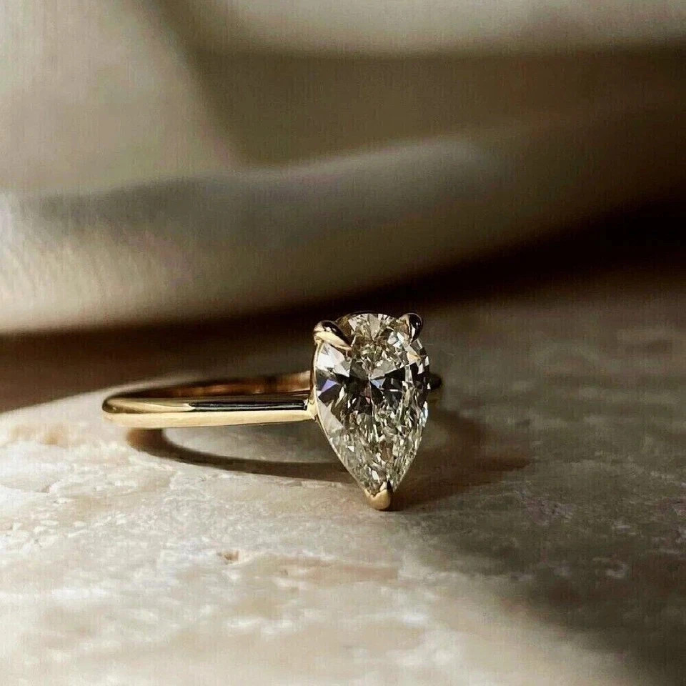1.50Ct Pear Cut Lab Grown IGI Certified Diamond Ring Solid 925 Sterling Silver