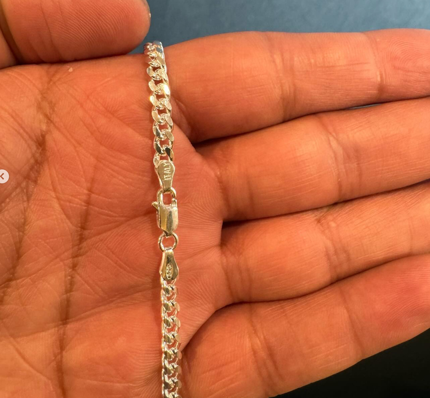 Real Solid 925 Sterling Silver Miami Cuban Mens Boys Chain Necklace Italian