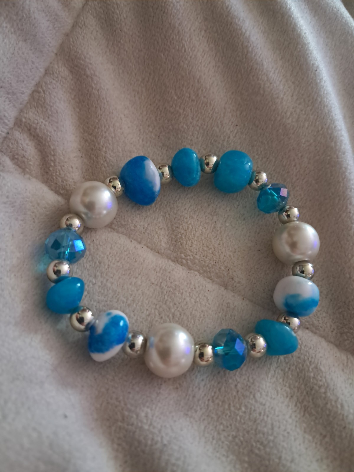 15 Pcs Stone & Glass Bead Bracelet Bulk Elastic Set for Women Daily Wear Gift