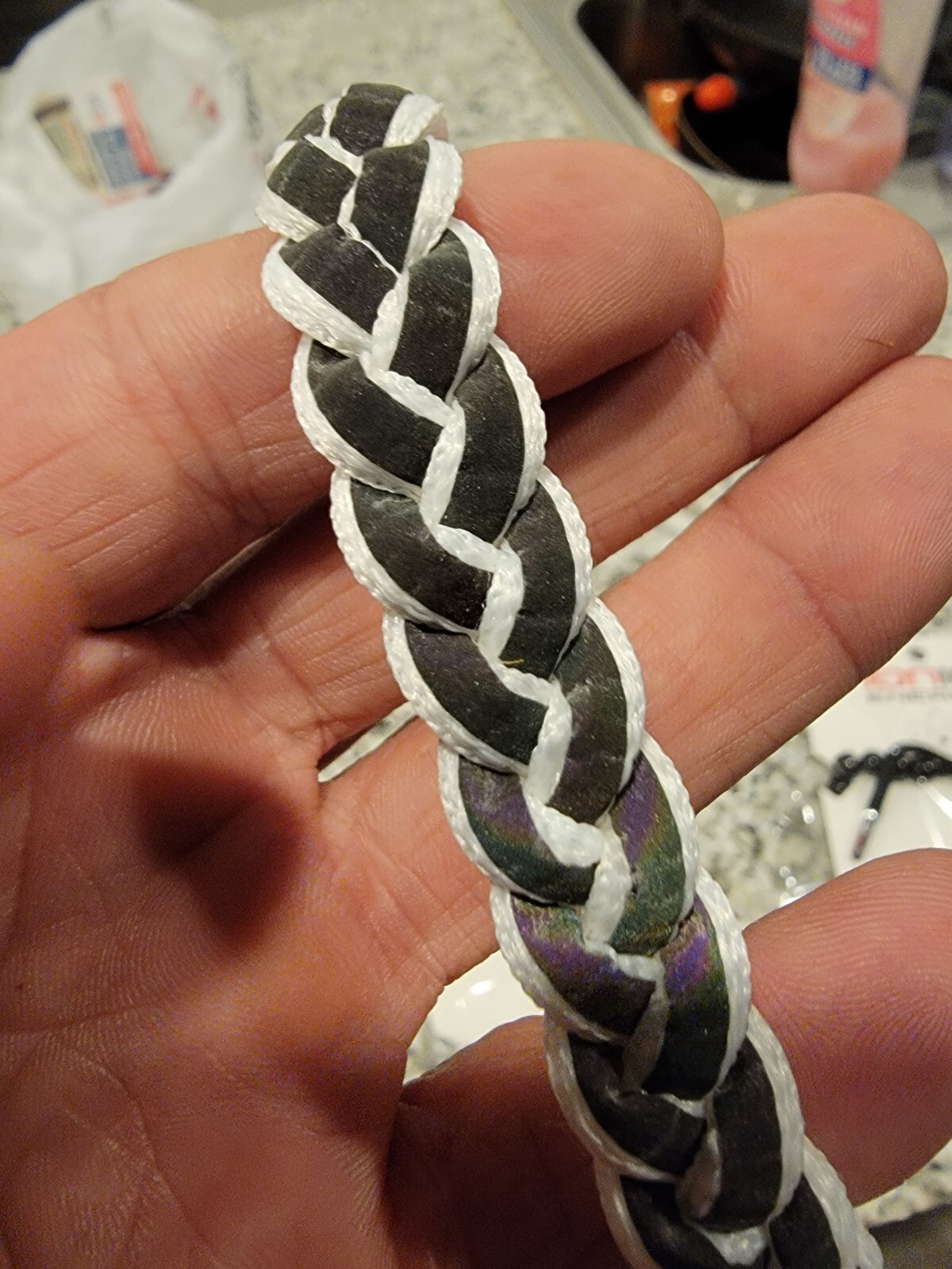 Brand New Ionic Energy Iridescent Black Reflective Braided Shoelace Bracelet