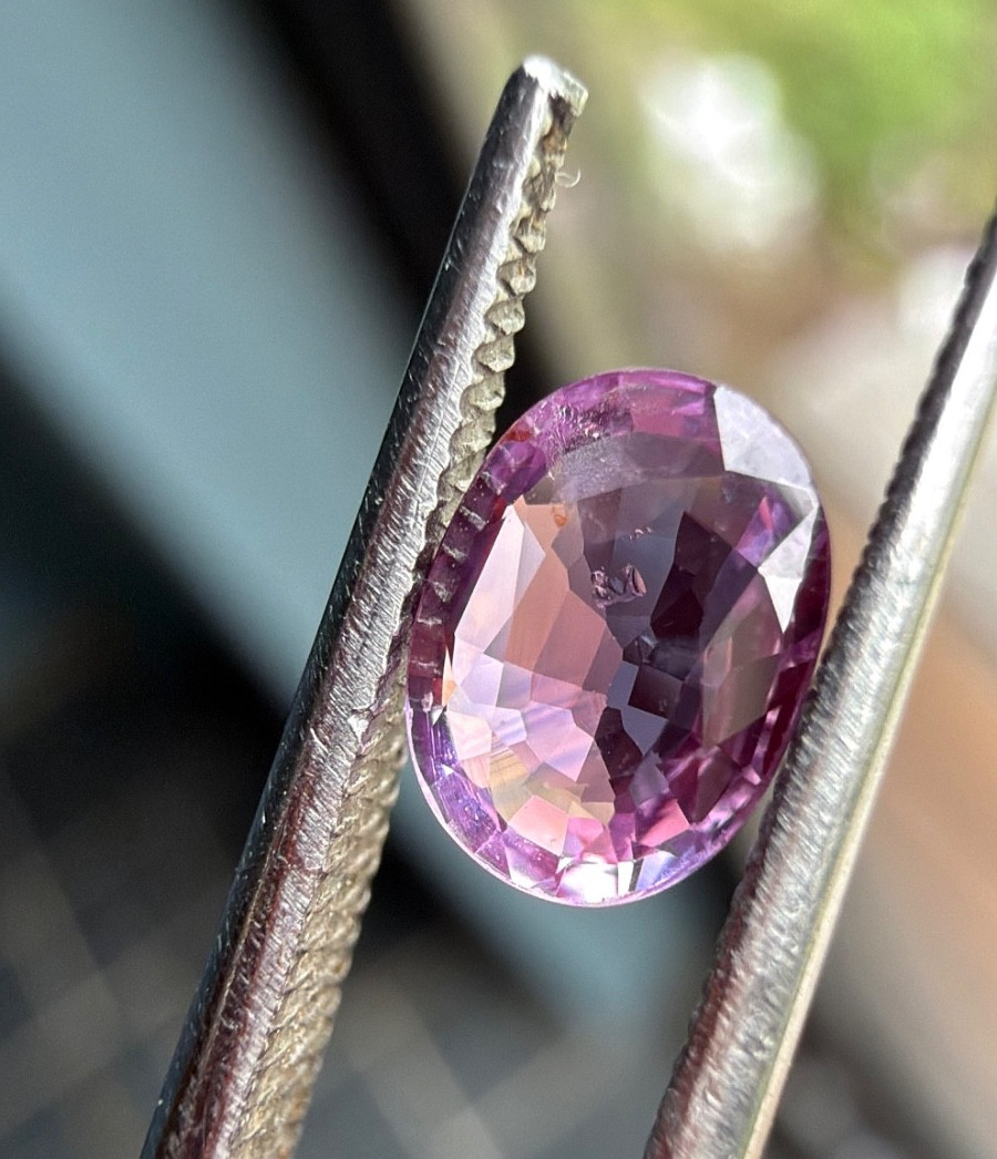 Glowing Pink/Padparadscha Natural Sapphire Gemstone Oval Cut .55 carats