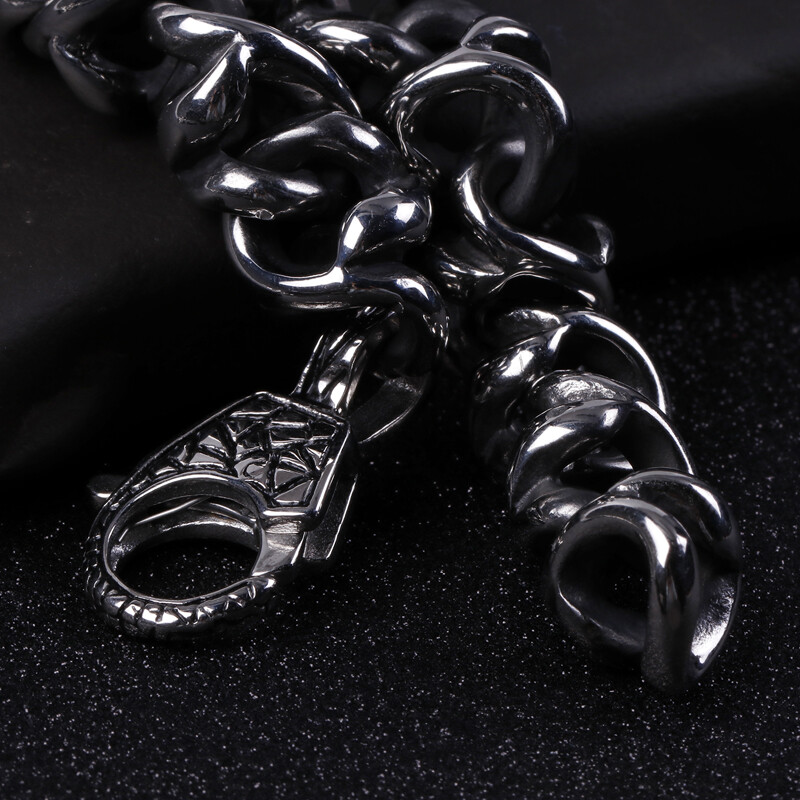 13mm 8.66” heavy 84g Pure stainless steel Vintage Cool link chain bracelet Mens