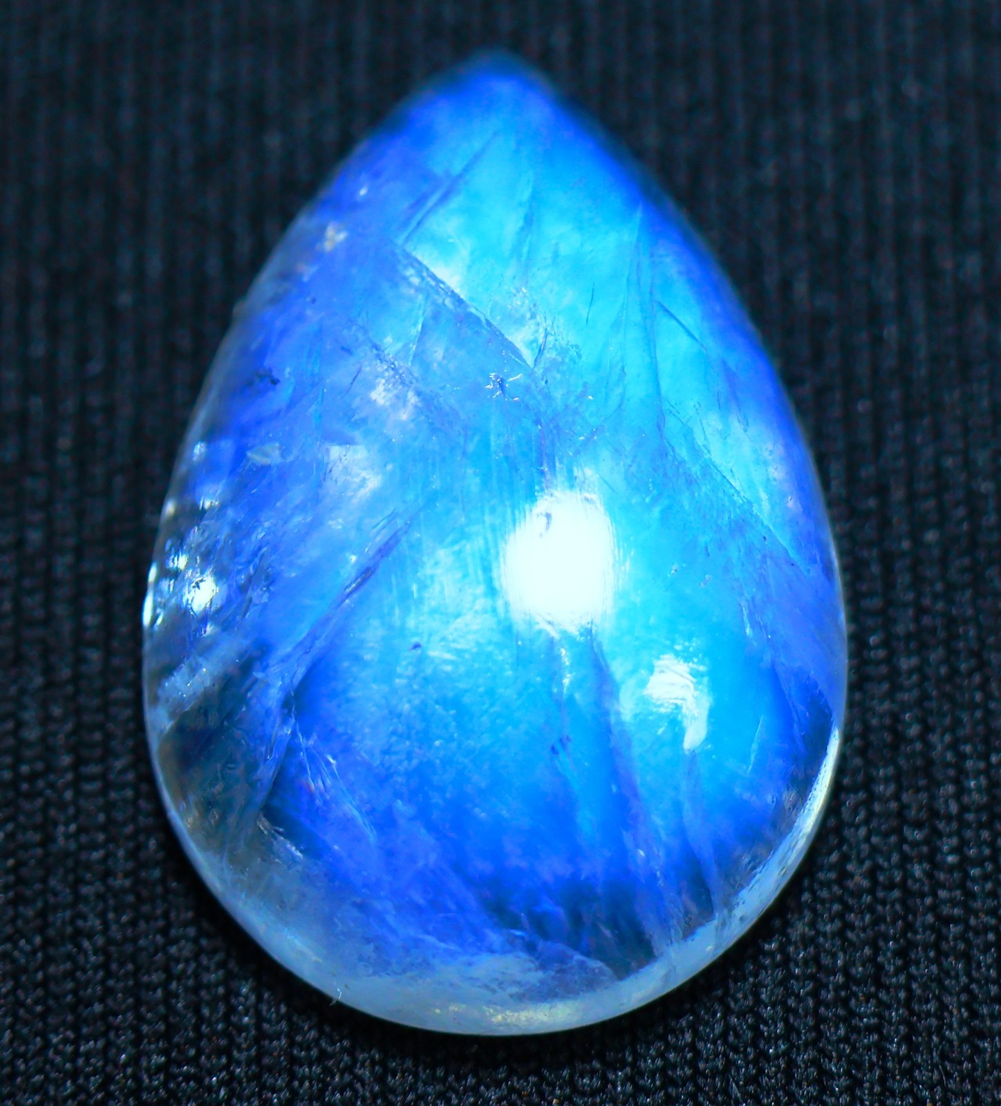 23 Ct 7X17X24 mm Natural Blue Fire Rainbow Moonstone Pear Cabochon Gems RU-239