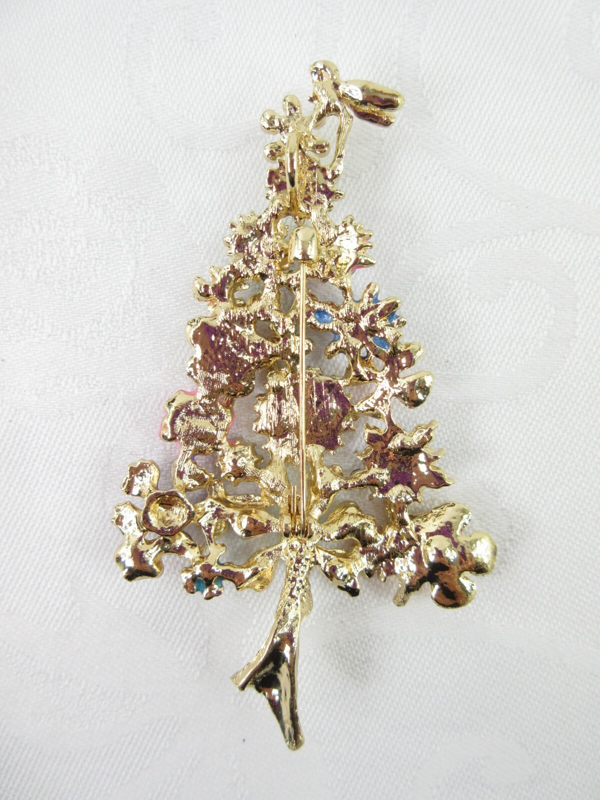 Victorian Tree Brooch Pin Rhinestone Floral Fairy Romantic 3.75in Luxurious Big