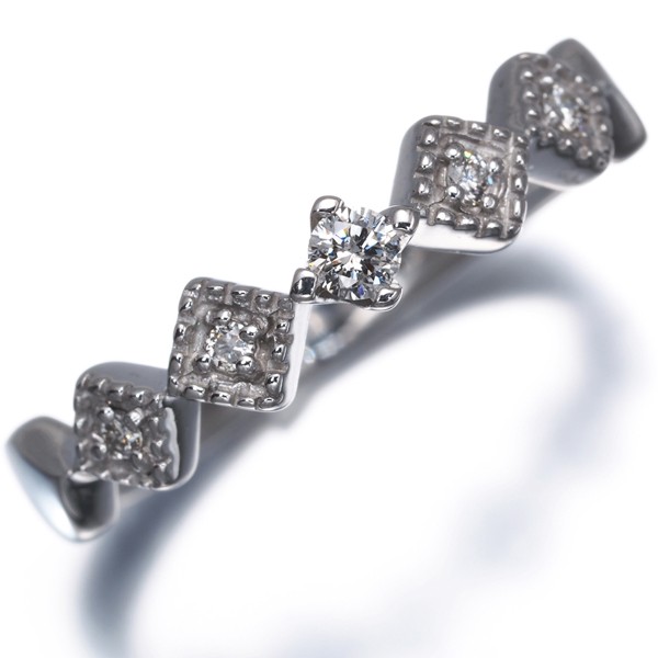 Auth MICHEL KLEIN Ring Diamond 0.09ct Milgrain US6 18K 750 White Gold