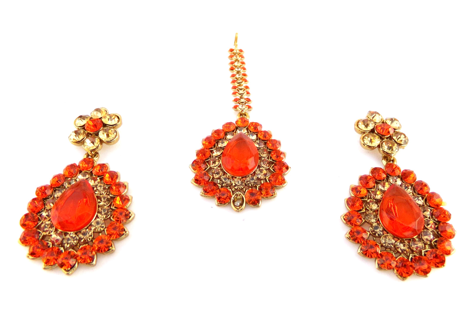Indian Bollywood Women Tikka Earrings Traditional Set Ethnic Gold Plated Jewelry