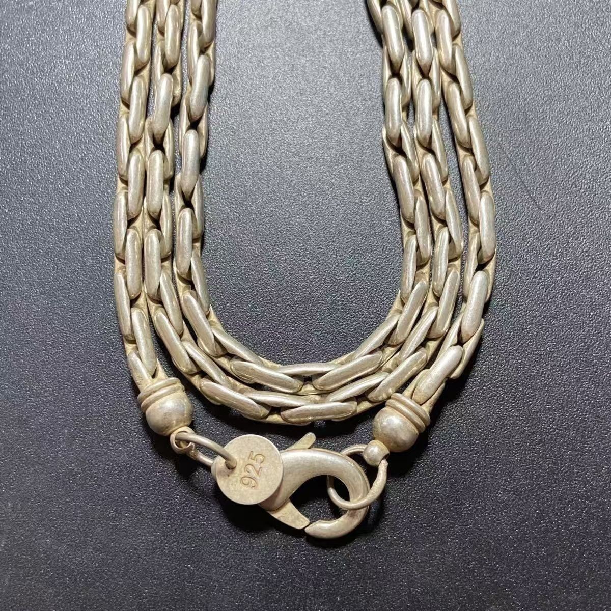 Ethnic Handmade Nepal Old Silver Necklace Silver-Plated Braided Chain Vintage