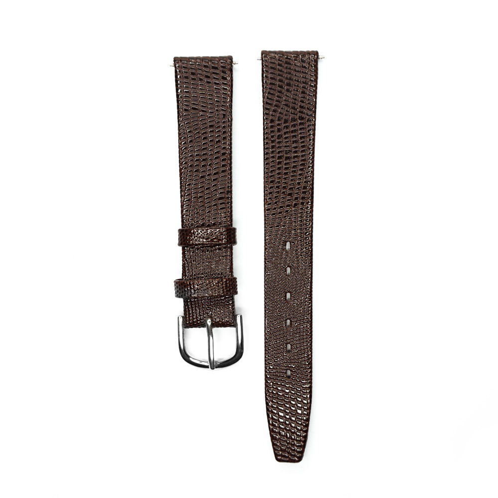 12 14 16 17 18 19 20 21mm Watch Band Strap Lizard Calf Leather Dark Brown Women